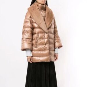 NWT Herno Faux Fur Padded Removable Collar Coat